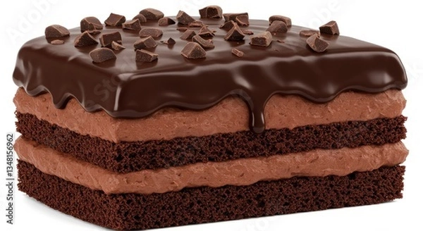 Fototapeta Chocolate Cake with Chocolate Frosting and Chips