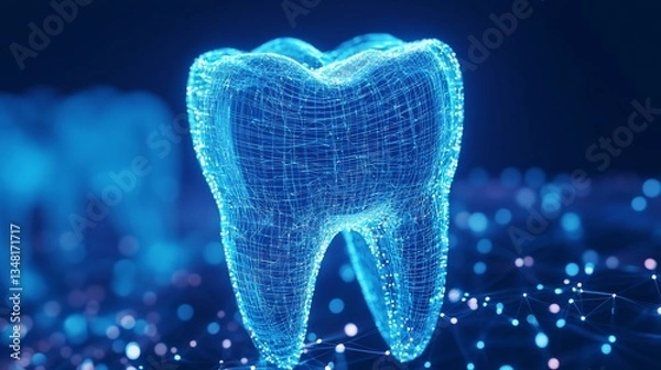 Fototapeta Digital Tooth Structure: Advanced Dental Technology and Futuristic Dentistry