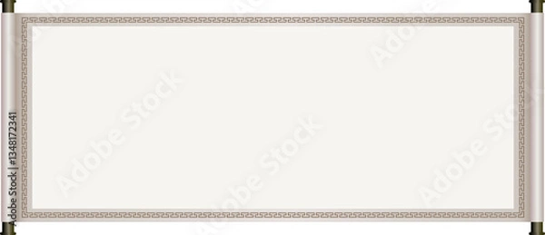 Obraz Ancient Chinese Traditional Scroll, Elegant Oriental Banner with Classic Patterns, suitable for various Oriental and Chinese-style designs, as well as festivals and celebrations.