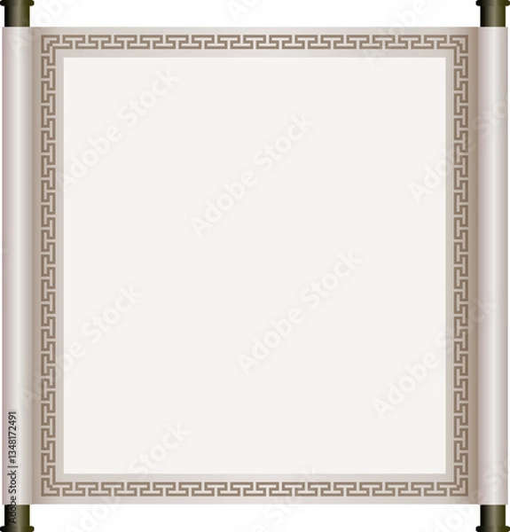 Obraz Ancient Chinese Traditional Scroll, Elegant Oriental Banner with Classic Patterns, suitable for various Oriental and Chinese-style designs, as well as festivals and celebrations.