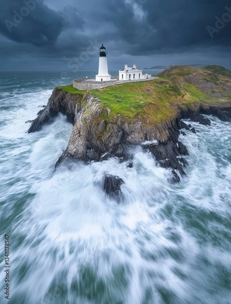 Obraz Dramatic Lighthouse, Coastal Storm Waves