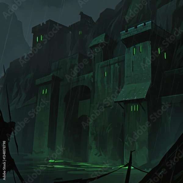 Obraz Dark Castle in the Rain