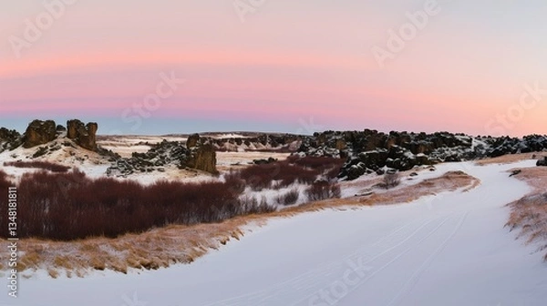 Obraz Icelandic Winter Landscape at Sunset