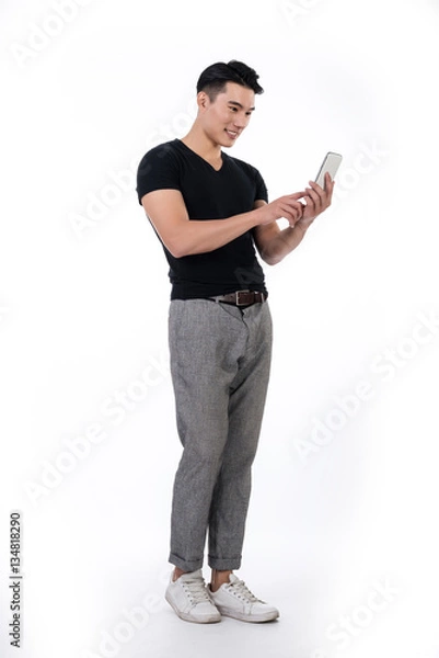 Obraz man using smartphone