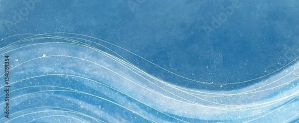 Obraz やさしい雰囲気の波の背景、夏をイメージした和風イラストレーション