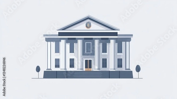 Fototapeta Classic Building Facade Illustration;  Simple, Flat Style;  Exterior View.  Possible Use Stock photo for educational or architectural projects