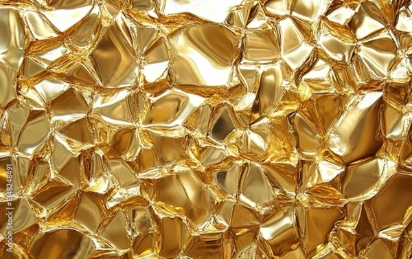 Fototapeta A shiny, metallic gold background with a smooth texture that mimics the look of polished metal. The golden color is vibrant and striking against a white backdrop