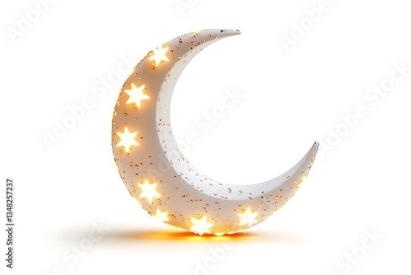 Fototapeta 3D High-Tech Crescent Moon with Emitting Star.