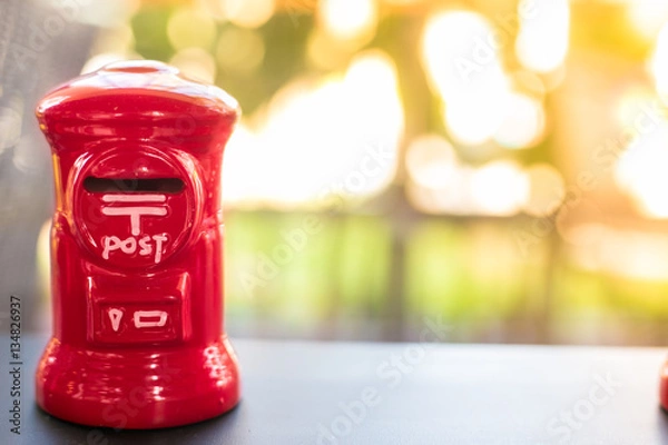 Fototapeta Red mailbox decorations and copy space.