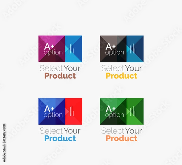 Fototapeta Set of square abstract background templates or infographics
