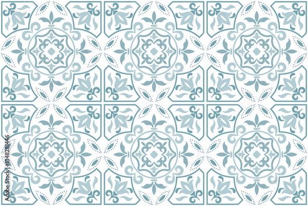 Fototapeta Vintage seamless damask pattern. Hand drawn floral background in turkish style. Wallpaper in Victorian style. Vector illustration