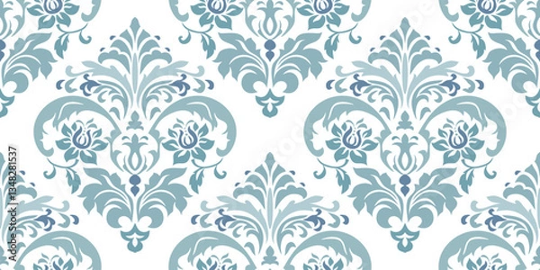 Fototapeta Vintage seamless damask pattern. Hand drawn floral background in turkish style. Wallpaper in Victorian style. Vector illustration