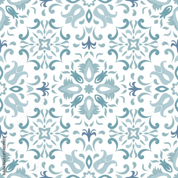 Fototapeta Vintage seamless damask pattern. Hand drawn floral background in turkish style. Wallpaper in Victorian style. Vector illustration