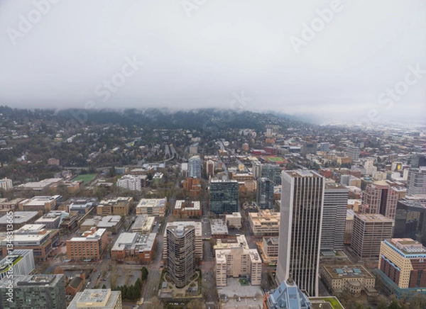 Obraz A city view with a foggy sky