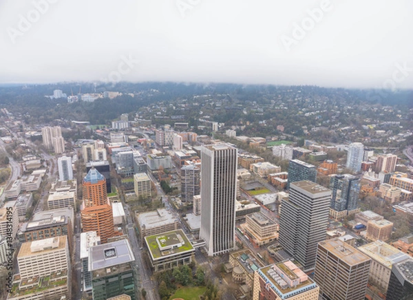 Obraz A city view from above with a cloudy sky