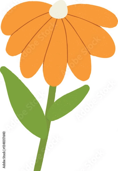 Obraz Warm Orange Daisy Vector -  Hand-Drawn Cheerful Bloom for Sunny Designs