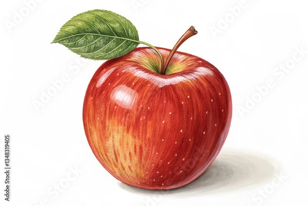 Fototapeta Apple red. Illustration of ripe, red apple, fruit