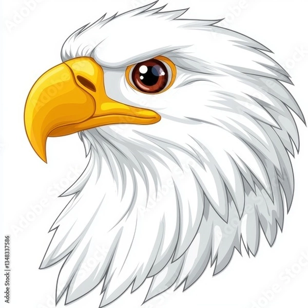 Fototapeta Detailed Illustration of a Majestic White Eagle with Intense Eyes and Bright Yellow Beak on a Clean Background