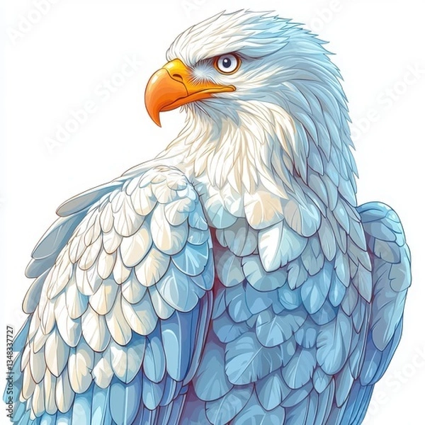 Fototapeta Majestic White Eagle with Detailed Feathers and Vivid Capture of Nature's Beauty in an Artistic Rendering