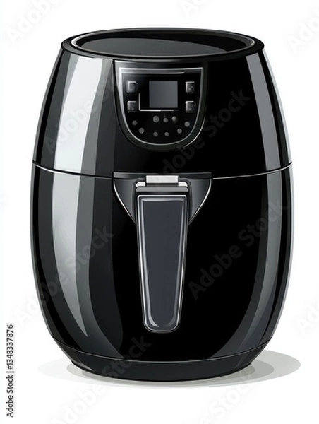Fototapeta Modern Black Air Fryer with Digital Controls and Sleek Design for Healthy Cooking Options in a Modern Kitchen Setting