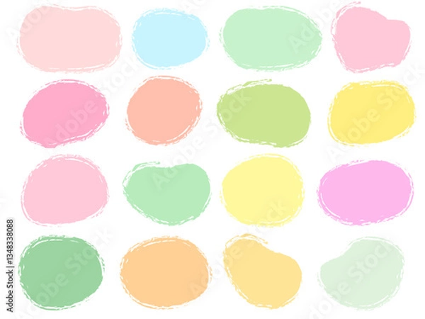 Obraz 手描きの春色パステルカラーのシンプルなフレーム吹き出しセット