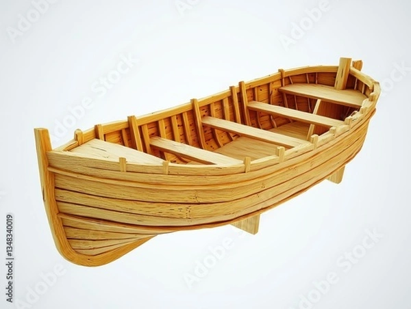 Fototapeta Detailed View of a Wooden Boat Model Created with Careful Craftsmanship and Authentic Design Elements for Nautical Art Projects
