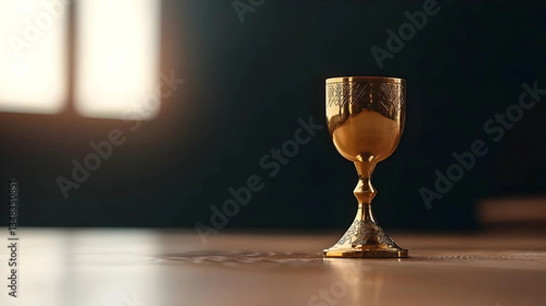 Obraz Ornamental Gold Chalice On Wooden Table