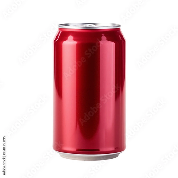 Fototapeta Mock-Up Photo of a Plain Bright Red Can With No Logo or Design With Transparent Background