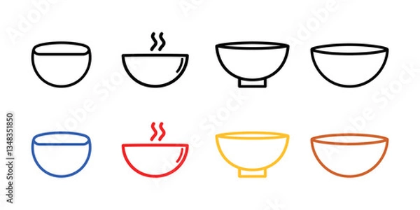 Obraz Set of Bowl icons. Simple flat icon set isolated on white background