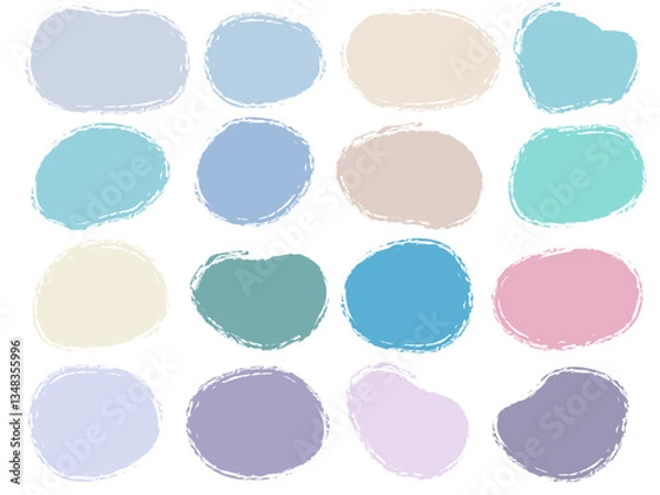 Obraz 冬カラーの手描きペイント風流体フレーム吹き出しセット