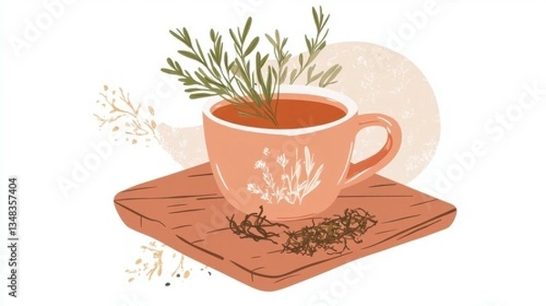 Obraz Warm and Inviting Herbal Tea Illustration