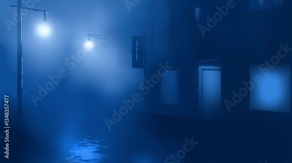 Obraz Mystical Foggy Cityscape at Night: A Stunning Urban Architectural View