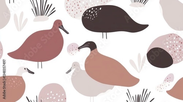 Obraz Elegant Birds in a Seamless Pattern Design