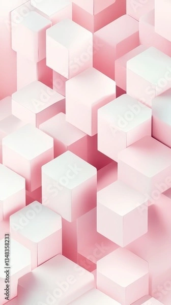 Obraz Abstract Geometric Shapes in Pink and White - A Stunning 3D Design