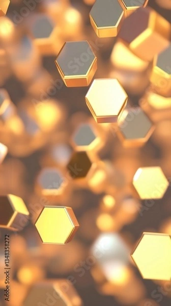 Obraz Golden Hexagonal Geometric Abstract Digital Art