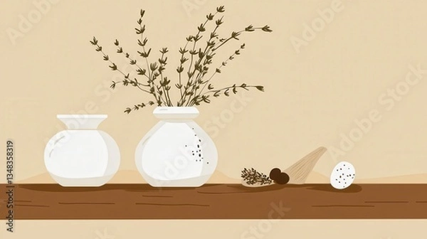 Obraz Simple Vase Arrangement with Dried Flowers - A Modern Still Life