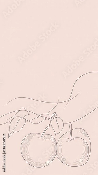 Obraz Elegant Line Art of Apples: A Minimalist Fruit Illustration