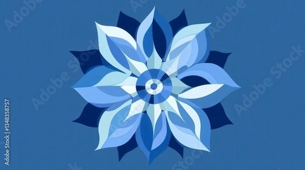 Obraz Stunning Blue Floral Design - Intricate Geometric Flower Pattern