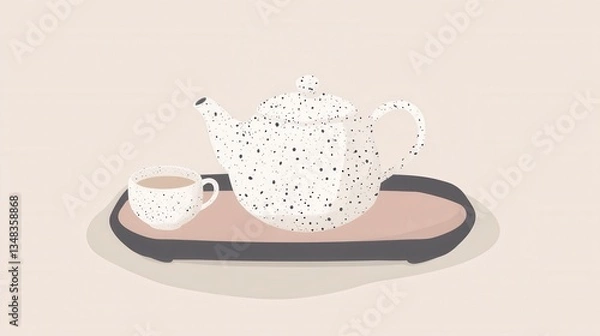 Obraz Elegant Tea Set Illustration: A Cozy Tea Time Scene