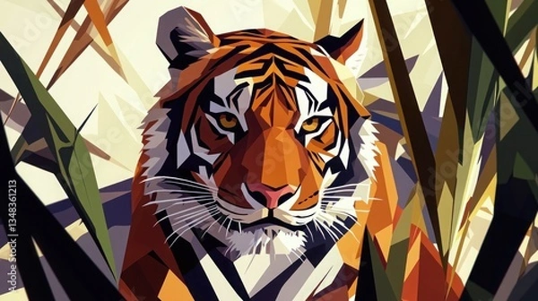 Fototapeta Tiger in abstract jungle setting
