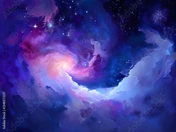 Fototapeta Colorful space galaxy cloud nebula and stars. Stary night cosmos. Universe science astronomy. Banner, background wallpaper. Science fiction, planets