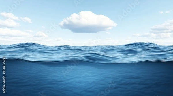 Fototapeta Calm ocean surface with underwater view