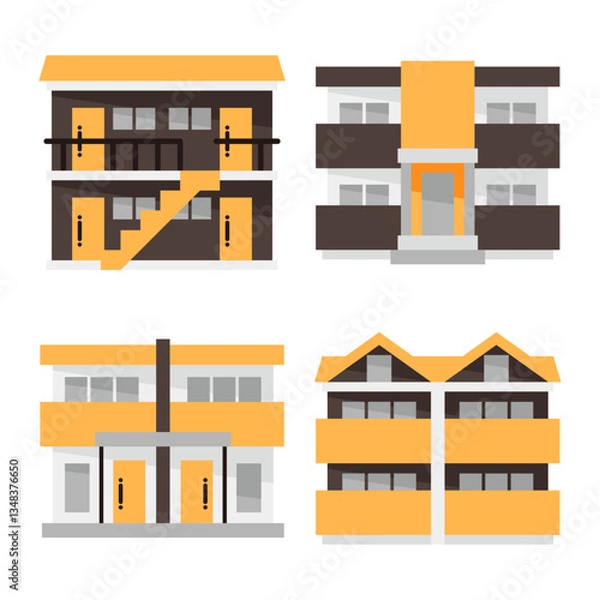 Obraz シンプルなアパートのアイコンセット