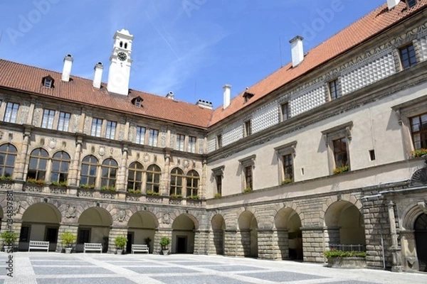 Fototapeta Architecture from Nelahozeves chateau and blue sky
