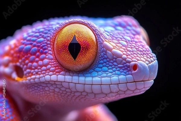 Fototapeta Vivid detail of a reptile, vibrant colors, with focus on its patterned skin