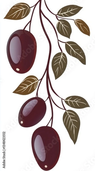 Fototapeta Enthralling Illustration of Fruits and Leaves on a Branch