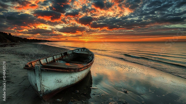 Obraz After sunset sky cloudy beach high quality 4k imag 