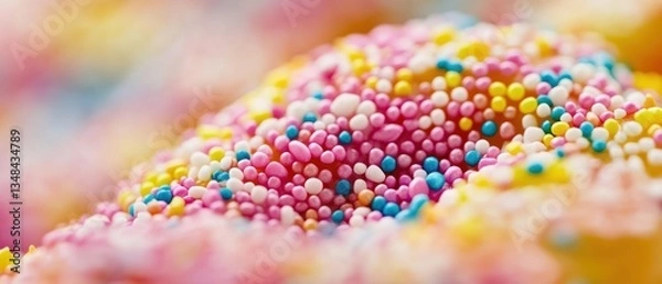 Fototapeta Macro Shot of a Donut with Colorful Sprinkles - Sweet Treat Delight