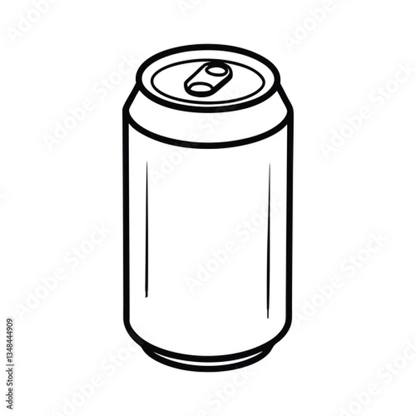 Fototapeta Line art design vector illustration of a can of soda viewed in the front.eps