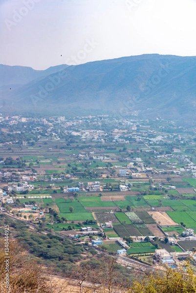 Obraz A breathtaking aerial view capturing the tranquil beauty of home villages in Pushkar, Rajasthan, India, 28 Jan 2024